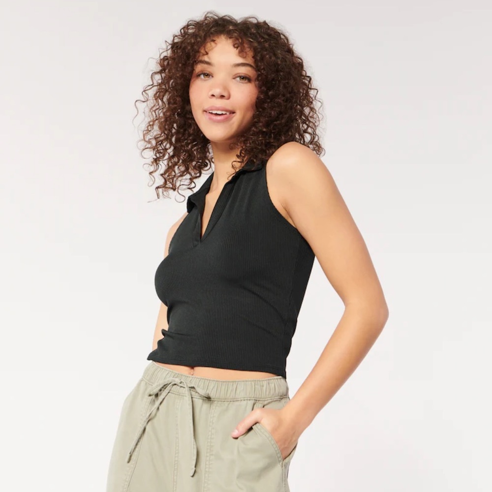 Hollister Seamless Sleeveless Polo Black Small